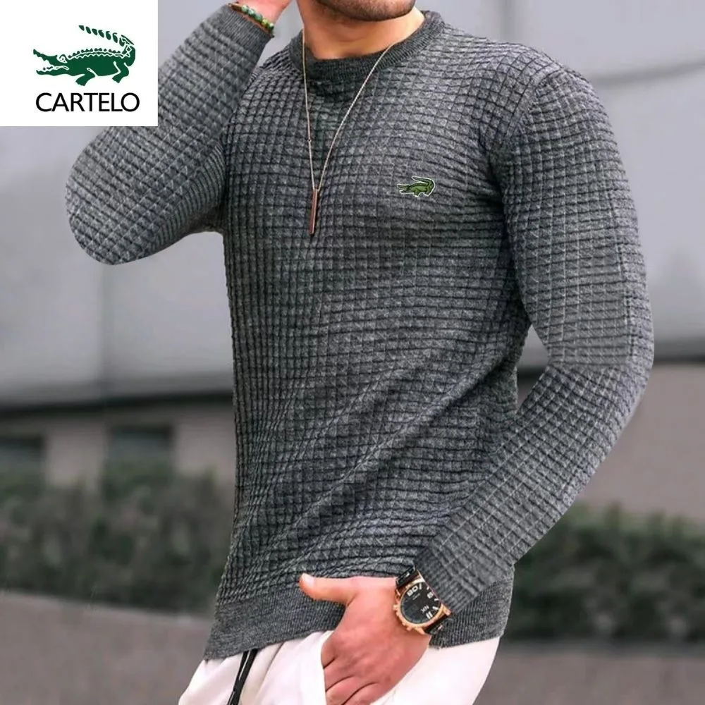 CARTELO Men Long Sleeve Fashion T shirts O Neck Solid Casual Spring Autumn Tees Men Shirt 2