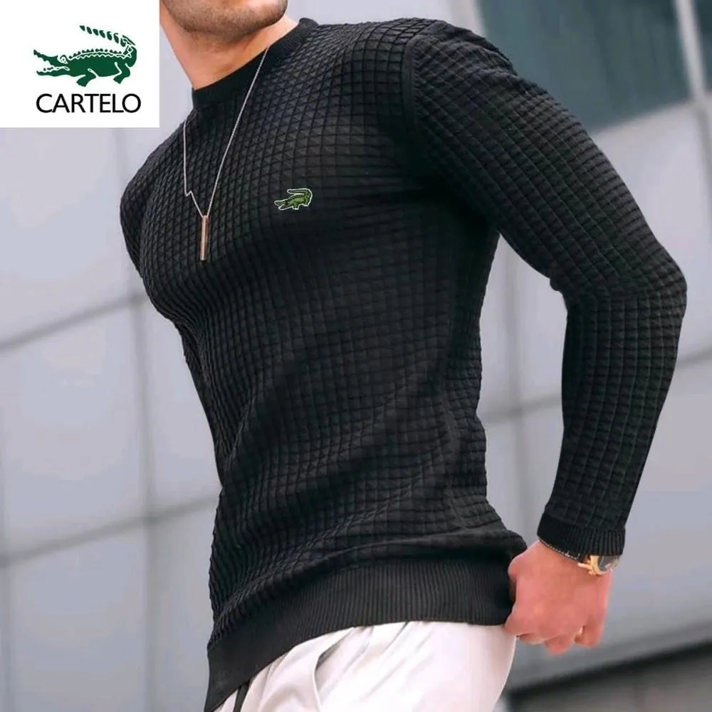 CARTELO Men Long Sleeve Fashion T shirts O Neck Solid Casual Spring Autumn Tees Men Shirt