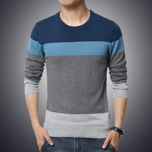 Casual Men s Sweater O Neck Striped Slim Fit Knittwear 2023 Autumn Mens Sweaters Pullovers Pullover 1