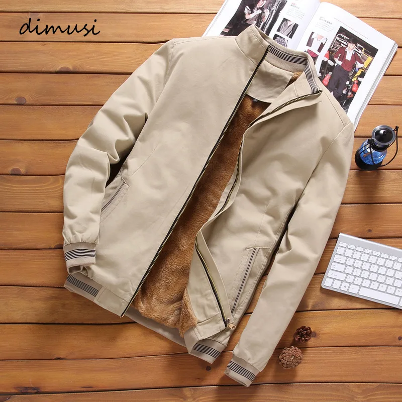 DIMUSI Autumn Mens Bomber Jackets Casual Male Outwear Fleece Thick Warm Windbreaker Jacket Mens Military Baseball 1