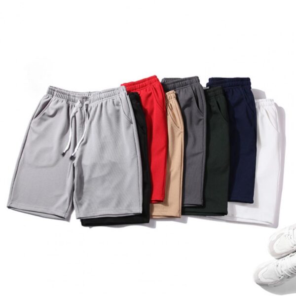 Sports Shorts Relaxed Fit Bottoms Stretchy Elastic Waist Knee Length Pants Men Shorts for Fitness