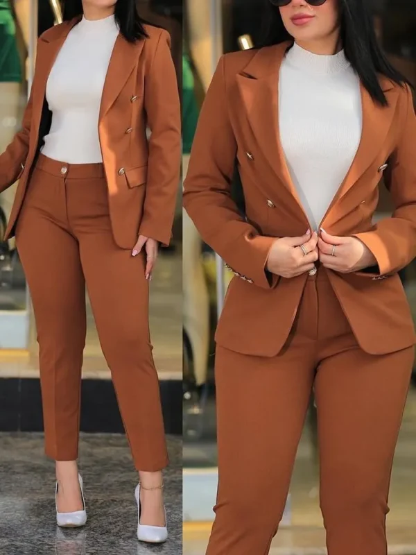 Spring Autumn Women s Solid Color Long Sleeve Suit Fashion A Button Slim fit Wrap Buttock 3