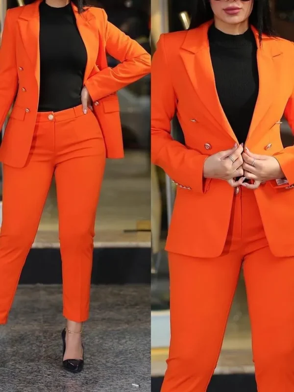 Spring Autumn Women s Solid Color Long Sleeve Suit Fashion A Button Slim fit Wrap Buttock 4