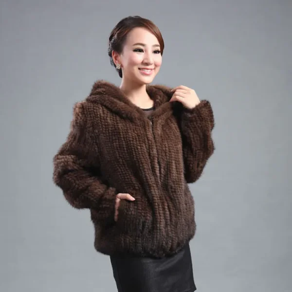 New mink fur coat women s long sleeve top fashion all match Mink knit jacket mink 1