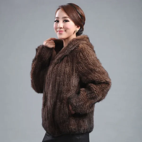 New mink fur coat women s long sleeve top fashion all match Mink knit jacket mink 2