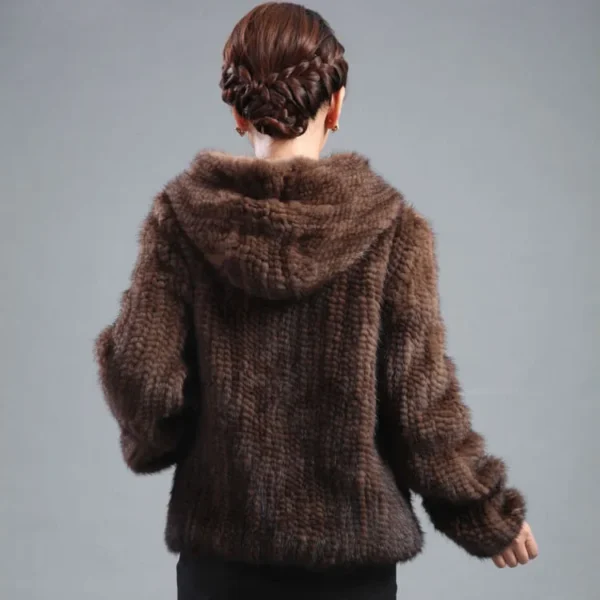 New mink fur coat women s long sleeve top fashion all match Mink knit jacket mink 3