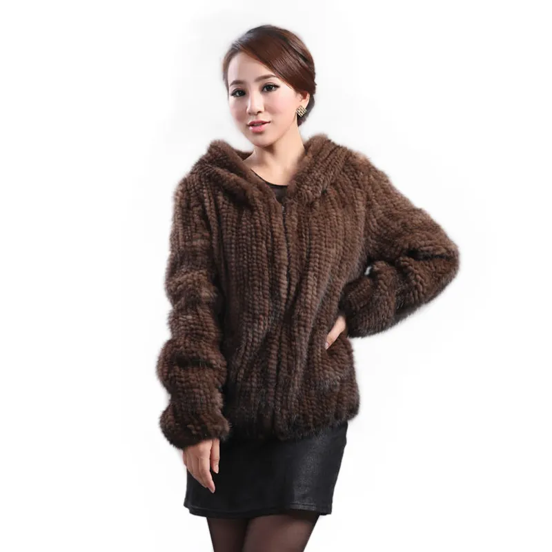 New mink fur coat women s long sleeve top fashion all match Mink knit jacket mink