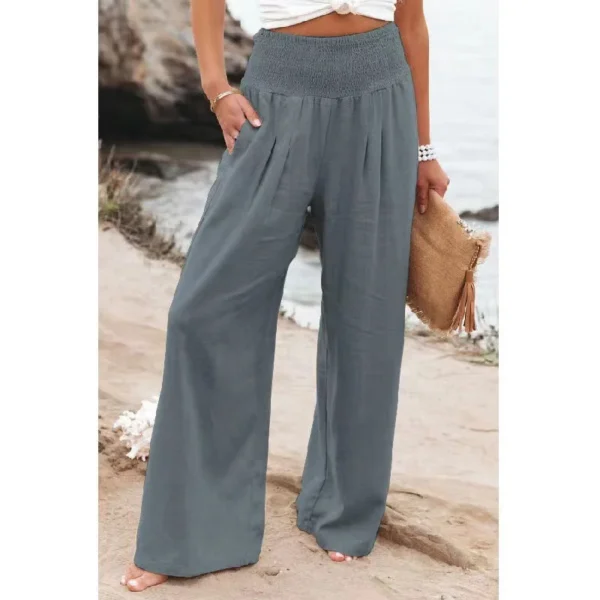 Spring Summer for Women 2022 New Women Pants Office Lady Cotton Linen Pockets Solid Loose Casual 2