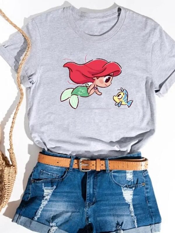 Women T shirt Princess Holiday Female Fashion Cartoon Funny Watercolor Style Clothes Tops Tees Clothing Casual 4